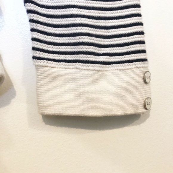 TALBOTS Medium V-Neck Stripe Sweater Black White - Picture 2 of 8